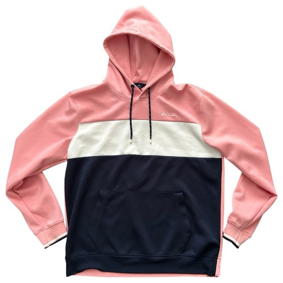 Ben Sherman Men's Pink and Navy Colorblock Hoodie - Picture 1 of 8